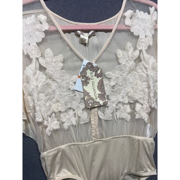 Vinatge B.O.G. Womens Viscose Embroidery Hi Cut Women Bodysuit Ivory Size Small - Picture 4 of 11